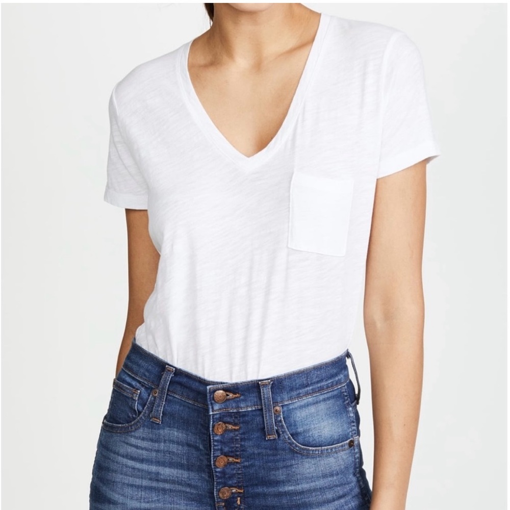 Madewell Classic White V-Neck Women's Tee